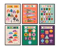 Educational Pre K Posters for Kids,Alphabet ABC Learning Posters Decor