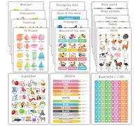 Educational Pre K Posters for Toddlers 1-3,Alphabet ABC Learning Posters Print for Classroom Kids Supplies,Classroom Teacher Must Haves Wall Decor,Preschool Kindergarten Homeschool Nursery Decor