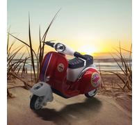 Educational Pull Back Motorcycle Toy Alloy Retro Scooter Model With Friction Power (Brain Teaser Collectible For Kids) (B, 10x4x7cm)