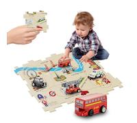 Educational Puzzle Track Set | Learning Game For Kids | London Map Track Set Game for 3+ ages with London Bus, Fire Engine, London Taxi, Police Car (South London with London Bus)