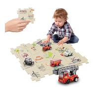 Educational Puzzle Track Set | Learning Game For Kids | London Map Track Set Game for 3+ ages with London Bus, Fire Engine, London Taxi, Police Car (East London with Fire Engine)