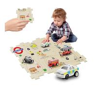 Educational Puzzle Track Set | Learning Game For Kids | London Map Track Set Game for 3+ ages with London Bus, Fire Engine, London Taxi, Police Car (North London with Police car)