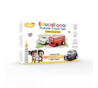 Educational Puzzle Track Set | Learning Game For Kids | London Map Track Set Game for 3+ ages with London Bus, Fire Engine, London Taxi, Police Car (West London with Taxi)