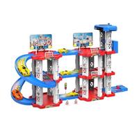 Educational Rail Car Parking Playset for Kids - DIY City Construction with Highway Sports Car Action (Blue, 38. 5cm)