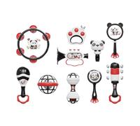 Educational Rattle Set, Manual Shaking Panda Rattles, Playful Musical Instruments for Sensory Awakening and Preschool Learning, Ergonomic Dental Ring for Educational Game and Dice