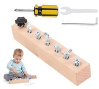 Educational Screw-Tightening Busy Board for Toddlers - Activity Board with Wooden Screwdriver Set, Fine Motor Skills & Hand-Eye Coordination Toy (7 Holes)