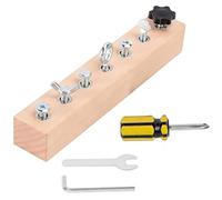 Educational Screw-Tightening Busy Board, Wooden Activity Busy Board with Screwdriver Set, Wooden Learning Toy Busy Boards, Montessori-Inspired Busy Boards for Toddler Children 4-6 Years Olds (7-Hole)