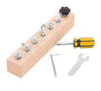 Educational Screw-Tightening Busy Board, Wooden Learning Toy Busy Board, Screwdriver Board Set Screw Driver Activities Tools, Basic Skills Educational Sensory Toy for 4-6 Years (7-hole)