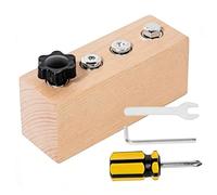 Educational Screw-Tightening Busy Board, Wooden Learning Toy Busy Board, Screwdriver Board Set Screw Driver Activities Tools, Basic Skills Educational Sensory Toy for 4-6 Years (4-hole)