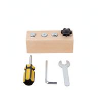 Educational Screw-Tightening Busy Board, Wooden Screwdriver Board Set with Screws, Educational Screw Tightening Game Board, For Home Learning and Preschool Activities (B)