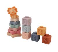 Educational Soft Stacking Building Block Toys for Toddler, Colorful Cartoon Lion Baby Blocks for Water Play, Grip Training, and Bath Time, Safe Material, 12 Building Blocks Set for Family