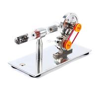 Educational Stirling Engine Kit 6.3 Inch Compact Stainless Steel Physics Model with Alcohol Lamp, Quartz Tube and 7-Color LED Educational Tool for Science Experiments & Classroom Demonstrations