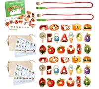 Educational String Beaded Toys, Wooden Greedy Caterpillar Rope Toy, Wooden Threading Beads Set, Montessori Threading Stringing Toys for Interactive Learning (2Sets)