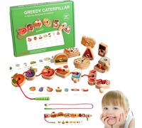 Educational String Beaded Toys, Wooden Threading Beads Set, Fruits Vegetables String Lacing Beads, With Support Cognitive Development And Safe, for Kids, Girls Boys Ages 3+