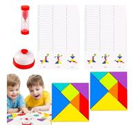 Educational Tangram Puzzle - Wooden Jigsaw Set Compact, Size Natural Wood Blocks with Smooth Edges for Safe Handling Classic Shape Matching Brain Teaser for Logic Development and Spatial