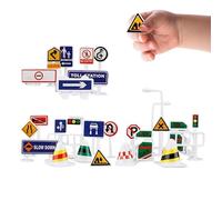 Educational Traffic Light Game - Mini 28 Pieces Street Sign Toy Set for Kids Learning, Portable and Durable Playset with Engaging Role Play, Teaching Toy for Classroom, School, Home, Holiday Party