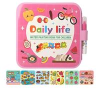 Educational Watercolor Book - Reusable Water Coloring Toy, Learning Activities Magic Paint Book Set, Free Art Crafts Supply | Home School Classroom Travel Airplane Play Drawing Gift Kids