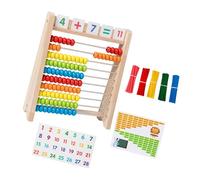 Educational Wooden Abacus Counting Toy Includes Number Cards and Addition and Subtraction Operations Chart for Children Kids Math Learning Toy