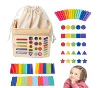 Educational Wooden Blocks - 30cm Educational Color Sorting, Developmental Sensory Play, Fishing Game | Interactive Wooden Blocks Nursery Playroom Kindergarten Daycare Early Learning Toy