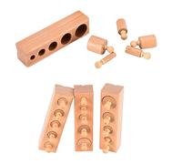 Educational Wooden Cylinder Socket Toy with Large Knobs, Brain Exercise and Easy Grasping, Suitable for Kids 3 Years Old +, Includes 4 Bases 20 Cylinders (#1)