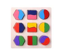 Educational Wooden Geometric Shapes Montessori Puzzle Sorting Bricks for Preschool Learning Math Game for Babies and Toddlers (B, One Size)