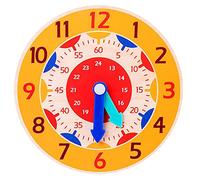 Educational Wooden Montessori Clock Toy Table with Colorful Hours Seconds and Games for Children’s Learning and Development (E, One Size)