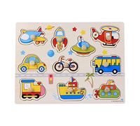 Educational Wooden Peg Puzzles Set For Children Learning Alphabet Numbers Fruits Animals And Vehicles Shapes And Colors Recognition Skills (K, One Size)