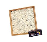 Educational Wooden Puzzle for Coloring in Cats Shape that Builds Into Frame to Display Photos and Improve Motor Skills Cats Shape Puzzle