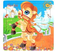 Educational Wooden Puzzle Toy for Children - Shape and Colorful for Boys and Girls from 18 Months - Interactive Learning Experience (F, One Size)