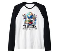 Educator Appreciation World Globe Books Art Supplies Raglan Baseball Tee