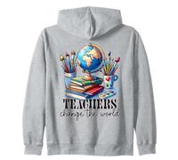 Educator Appreciation World Globe Books Art Supplies Zip Hoodie