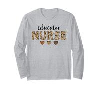 Educator Nurse Leopard Hearts Team Squad Matching Long Sleeve T-Shirt