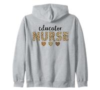 educator Nurse Leopard Hearts Team Squad Matching Zip Hoodie