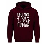 EDUCATOR OF TINY HUMANS Unisex Hoodie | Funny Teacher Life Pullover Sweatshirt for Men and Women, Cute Educator Humor Quote, Cozy Casual Gift for Teachers (UK, Alpha, M, Regular, Regular, Maroon)