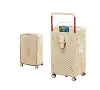 EDUFUNBO Carry On Luggage Suitcase Wide Handle with 360 Spinner Wheels, USB & Type C Port, Cup Holder & TSA Lock, Hard Case Luggage, Hardshell Travel Suitcase for Men Women (PVC Cover For Free), White