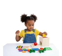 EduLand Montessori Practical Life Wooden 4-in-1 Toddlers Play Kit Box, Object Permanence Box Posting Coin Box, Carrot Harvest, Color Sticks Push- Matching, Motor Skill for Babies Kids 2-6 Years Old