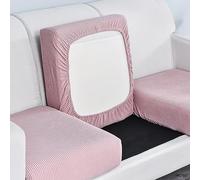 Edumov Sofa Seat Cover - Fitted, Soft Cushion Slipcovers - Replacement for Individual Cushion (1-Sitzer, Pink)