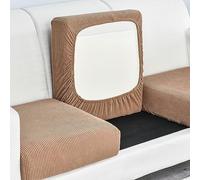 Edumov Sofa Seat Cover - Fitted, Soft Slipcovers for Individual Cushions (Großer 4-Sitzer, Camel)