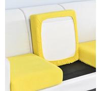 Edumov Sofa Seat Cover - Fitted, Soft Slipcovers - Replacement for Individual Cushion (Großer 1-Sitzer, Yellow)