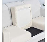 Edumov Sofa Seat Cover - Fitted, Soft Slipcovers - Replacement for Individual Cushion (Großer 4-Sitzer, White)