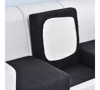 Edumov Sofa Seat Cushion Cover, Stretch Sofa Seat Cover, Fitted Universal Couch Cover, Non-Slip Sofa Slipcovers Velvet Sofa Covers Replacement for Individual Cushion(1-Sitzer, Black)