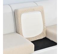 Edumov Sofa Seat Cushion Cover, Stretch Sofa Seat Cover, Fitted Universal Couch Cover, Non-Slip Sofa Slipcovers Velvet Sofa Covers Replacement for Individual Cushion(Großer 1-Sitzer, Beige)