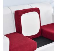 Edumov Sofa Seat Cushion Cover, Stretch Sofa Seat Cover, Fitted Universal Couch Cover, Non-Slip Sofa Slipcovers Velvet Sofa Covers Replacement for Individual Cushion(1-Sitzer, Red)