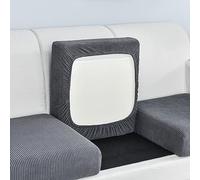 Edumov Sofa Seat Cushion Covers, Stretch Sofa Seat Covers, Fitted Universal Sofa Cover, Non-Slip Sofa Slipcovers: Velvet Covers for Individual Cushions(Large 1-Seater,Dark Grey)