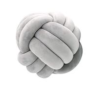 Edumov Soft Knot Ball Pillow, Round Throw Pillows, Hand-woven Velvet Cushion, Cuddle Cushion, Plush Pillow, Kids Cushions, Knot Cushion, Throw Pillows for Bed Sofa, Light Grey, 27cm