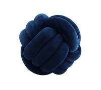 Edumov Soft Knot Ball Pillow, Round Throw Pillows, Hand-Woven Velvet Cushion, Plush Pillow for Kids, Bed, Sofa - Navy Blue, 27cm