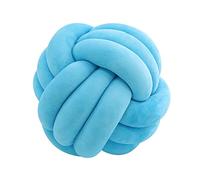 Edumov Soft Knot Ball Pillow, Round Throw Pillows, Hand-Woven Velvet Cushion, Plush Pillow for Kids, Bed, Sofa - Sky Blue, 20cm
