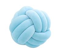 Edumov Soft Knot Ball Pillow, Round Throw Pillows, Hand-Woven Velvet Cushion, Plush Pillow for Kids, Bed, Sofa - Small Sky Blue, 20cm