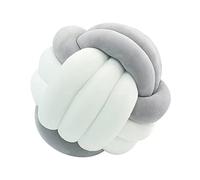 Edumov Soft Knot Ball Pillow, Round Throw Pillows, Hand-woven Velvet Plush, Cuddle Pillow, Kids Cushions, Knot Cushion, Throw Pillows for Bed Sofa, Gray White, 35cm
