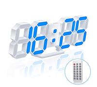 EDUP HOME 3D LED Wall Clock with Alarm Clock 7 Colors 25CM with Remote Control, Digital Alarm Clock Adjustable Brightness Timer 12/24 Hr Time/Date/Temperature for Kid Bedroom/Kitchen/Office